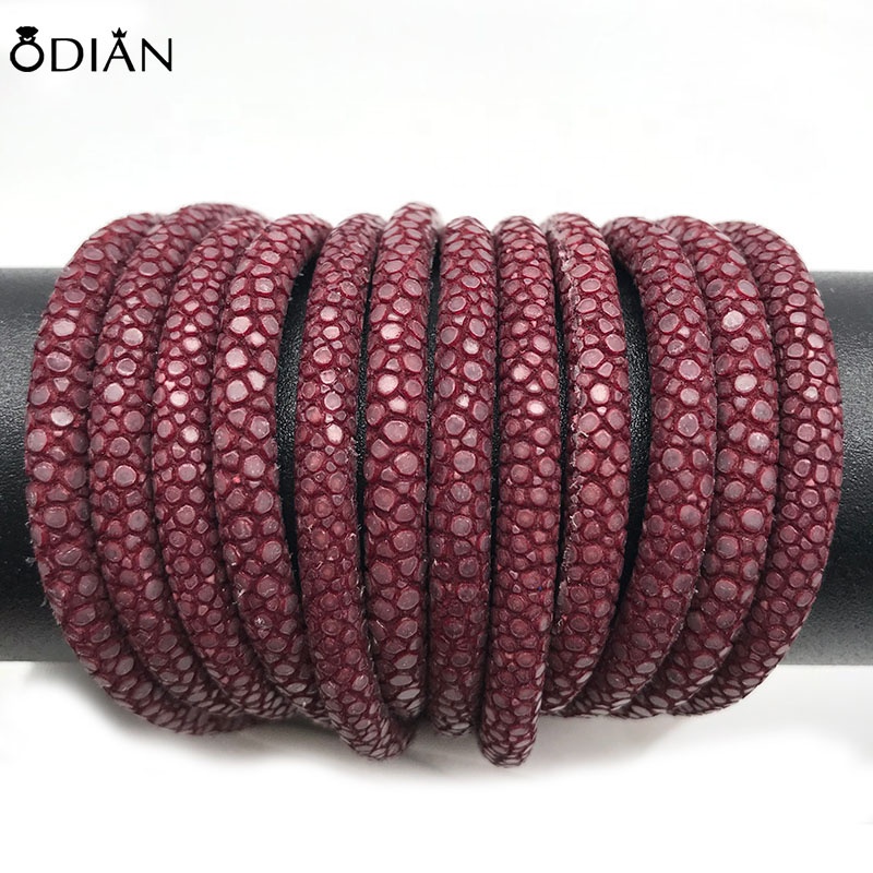 Odian Jewelry Thailand 100% Genuine round Stingray leather mens jewelry custom nautical rope leather cord 5mm