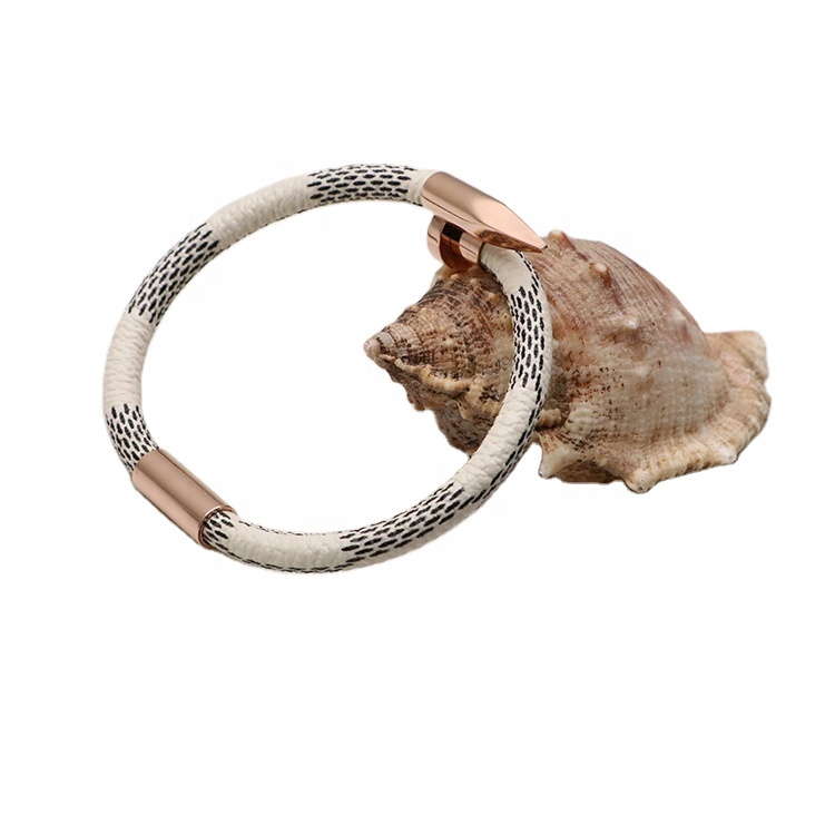 cuff trend titanium handmade jewellery braided leather bracelet& bangle with magnetic clasp