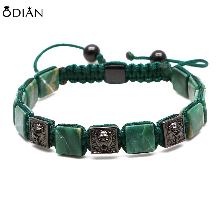 Odian Jewelry natural square flat tiger eye beads stone man women adjustable bracelet for yoya bracelet christimas gift