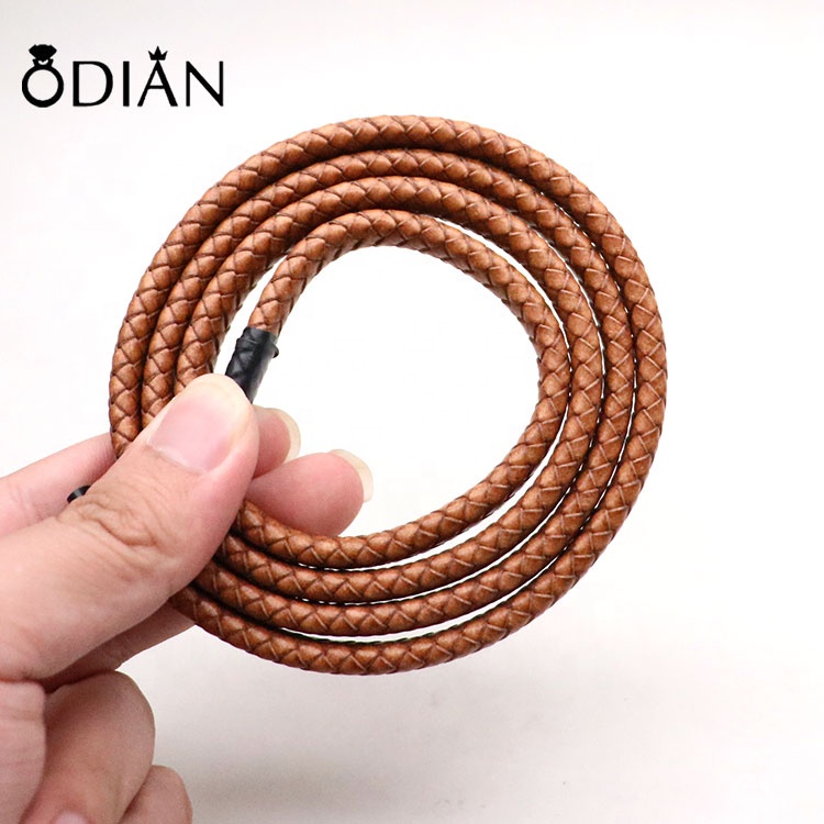 12*6mm leather woven rope, wine red handmade leather rope color can be customized