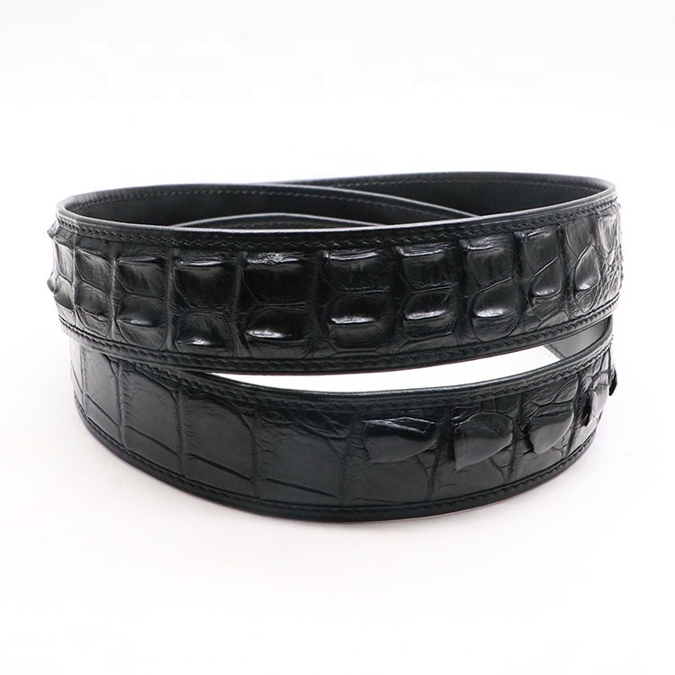 Luxury No Holes Crocodile Men's Ratchet Buckle Leather Dress Belt Stainless steel belt buckle