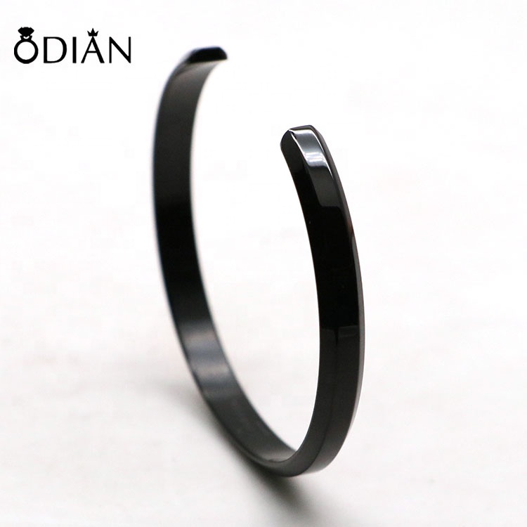 wholesale custom stainless steel fashion jewelry smooth simple opened cuff blank bracelet bangle for women