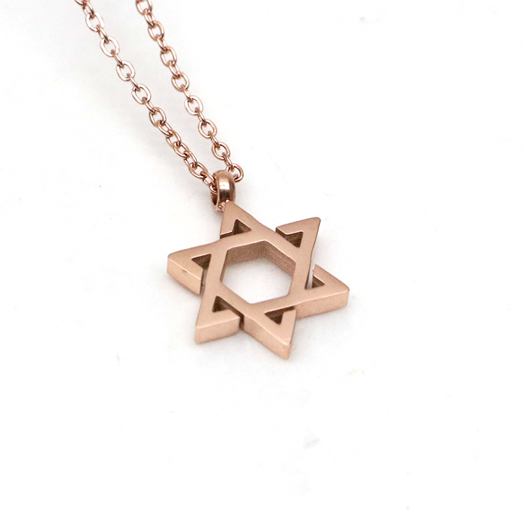 2020 Custom Womens Dainty Jewelry hexagram Shape Pendant Necklaces 18K Gold Plated Stainless Steel Necklace
