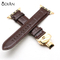 Crocodile Genuine Real Leather Butterfly card buckle Watch Band For apple watch band leather