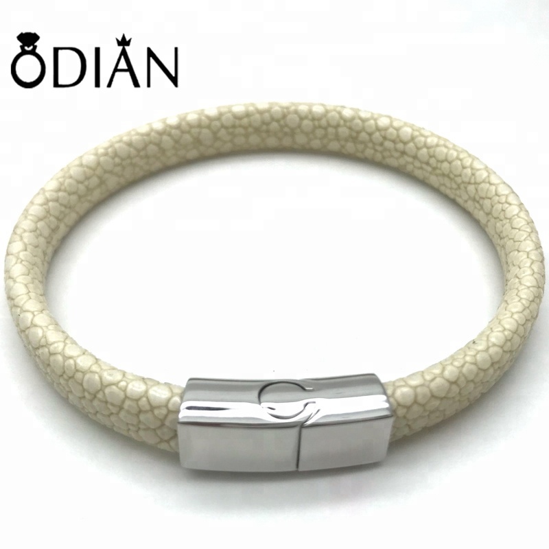 PU leather with stainless steel button bracelet