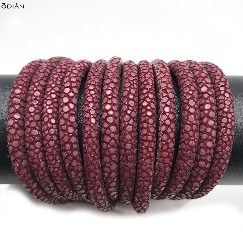 New Color Arrival Genuine Polished 4mm 5mm 6mm Round Stingray Leather Cord For Luxury Bracelet making