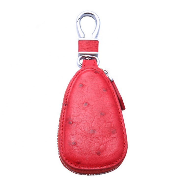 Luxury Red Ostrich Leather Custom Women Car Key Case Keys Holder,Customized private logo