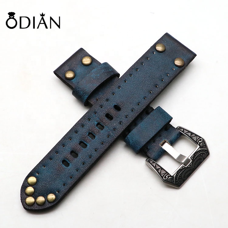 Wholesale genuine leather watch strap can be customized with the logo high quality leather watch straps waterproof and durable