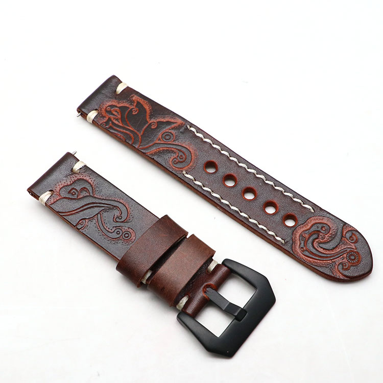 Horse leather watch band high quality crazy horse leather watch strap 20/22/24mm leather strap for smart watch