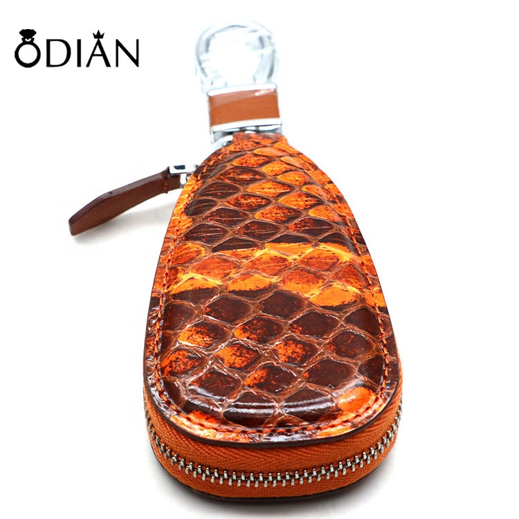 Luxury portable real python skin key pack, belly python scales, pure hand bag