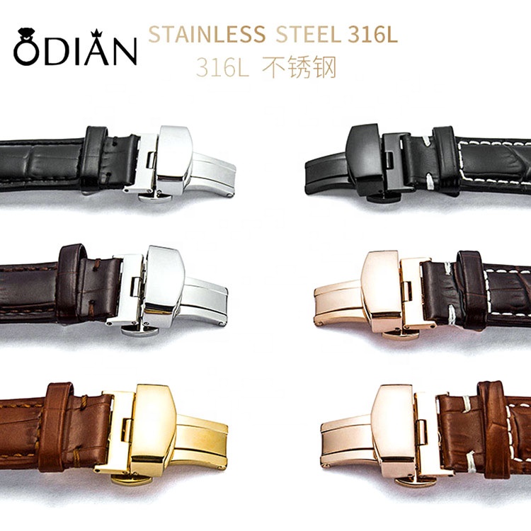 Hot selling cowhide pressure crocodile strap quick release stainless steel bow can be customized LOGO