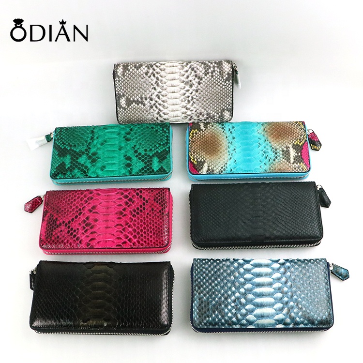 Python skin wallet snakeskin handbag for woman Customized private logo,Zipper clutch purse
