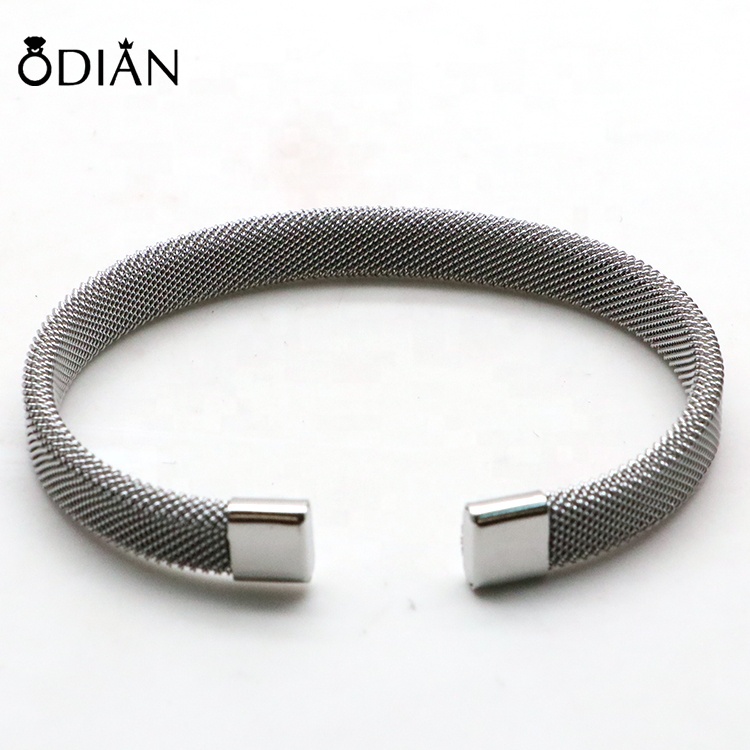 Simple style new fashion elastic stainless steel mesh bangle wholesale,Customize cuff color