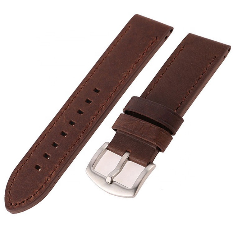 Hot Sale Black Leather Watch Band 22 mm Strap Replacement Frosted Leather Band with Stainless Steel Buckle High Quality band