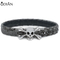 luxury genuine stingray leather belt bracelet with 925 sterling silver skull clasp bracelet
