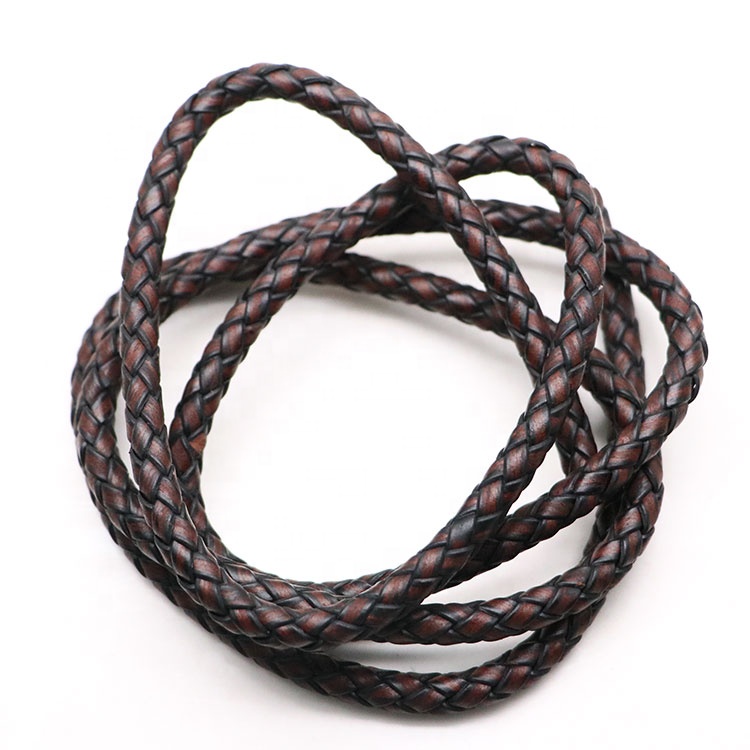 New style leather accessories Handmade 2.5mm 3mm 4mm 5mm 6mm Genuine Round braided leather accessories Cowhide rope