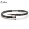 Hot Selling Luxury Most Popular Low Price 316L Stainless Steel Genuine Men Stingray Leather Bracelet