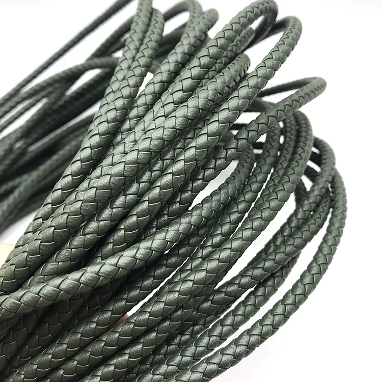 Odian Jewelry genuine cowhide 5mm 6mm leather cord dark army green leather cord for bracelet making