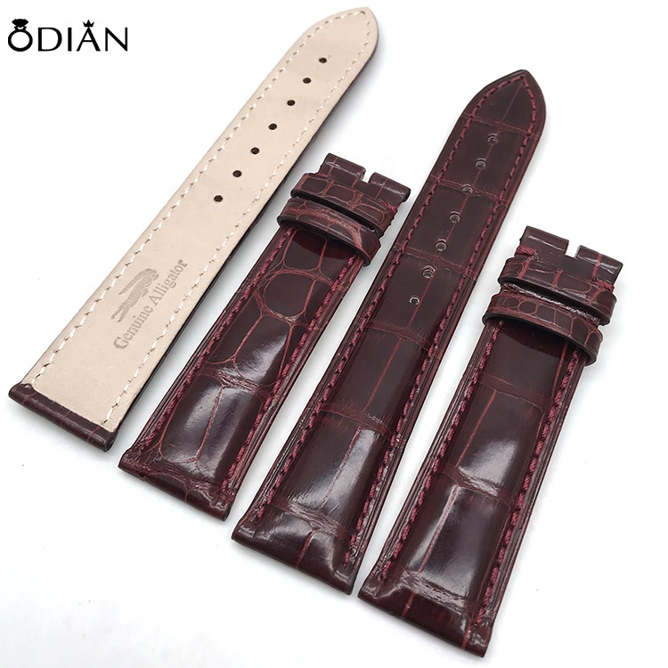 Odian Jewelry 16mm 18mm 20mm 22mm 24mm Genuine Alligator America crocodile leather red wine watch band women man watch straps