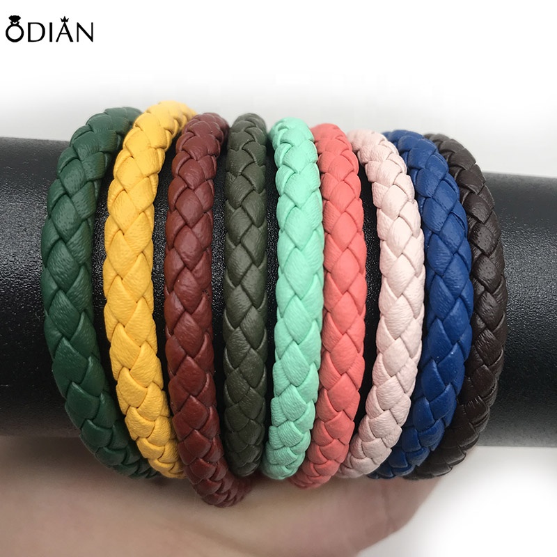 Odian Jewelry Hot Sale Round braided Shape Genuine Leather Rope String Cord For Necklace Bracelet Jewelry Craft Finding