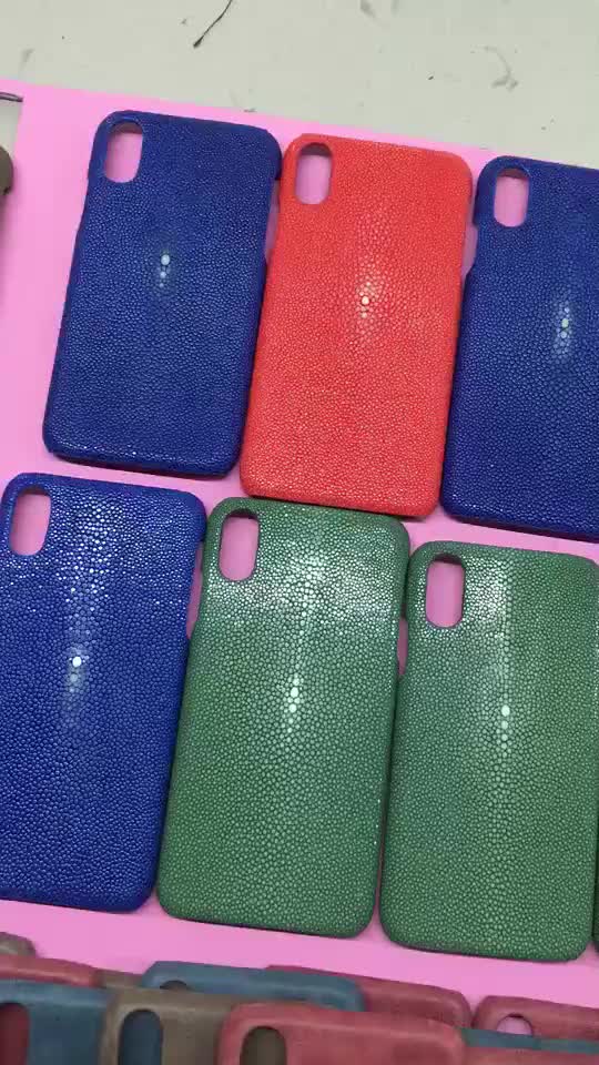 Genuine python leather phone case/ genuine stingray leather phone case /handmade leather mobile phone case