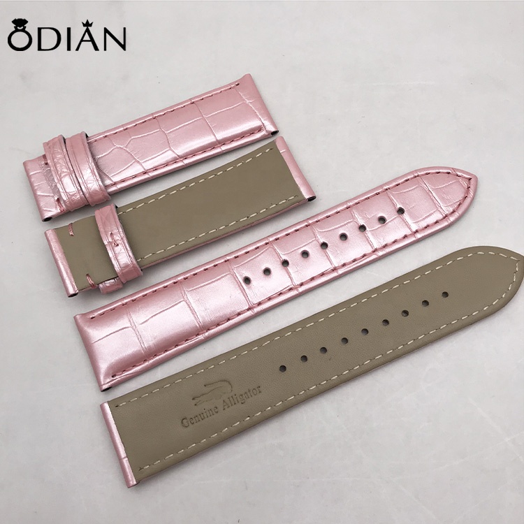 Pink color genuine leather watchband, corium lizard watch belt, derma lizrad watch wrist belt