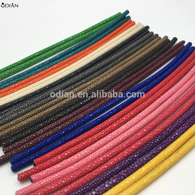 Different Sizes of Thailand Galuchat round stingray leather cord for sale