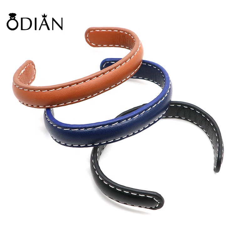 New Custom DIY Leather Bracelet Cowhide Leather Bracelet Letter Charm Cuff Bangles Stainless Steel Hand Strap Bracelet