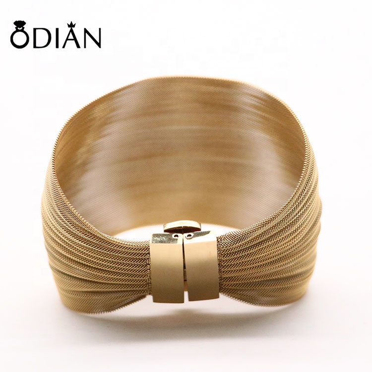 Accessories Wholesale Silver/ Gold/ Rose Gold Stainless Steel Mesh Cuff Bracelet Men For Promotion