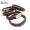 Wholesale Jewelry Stainless Steel Braided Bracelets Magnetic Buckle Mens Genuine Leather Bracelet