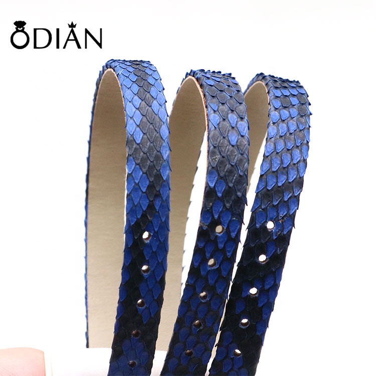 Genuine Flat Stingray and Python 10 mm Flat Leather Cord Customized Size 5-20 mm Wide Jewelry Necklace Bracelet Leather Cords
