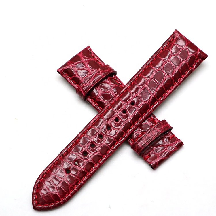 Odian Jewelry customized genuine alligator corcodile belly part round leather texture men and women fashion watch band strap
