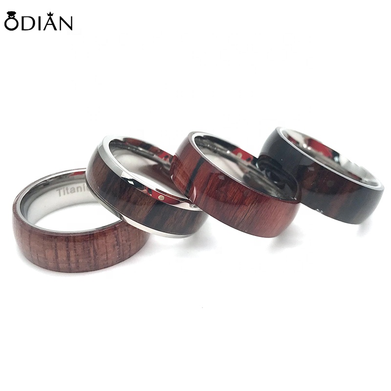 Odian JewelryJewelry Manufacturers High-Quality Wood Ring Blank Inlaid Titanium wood Ring