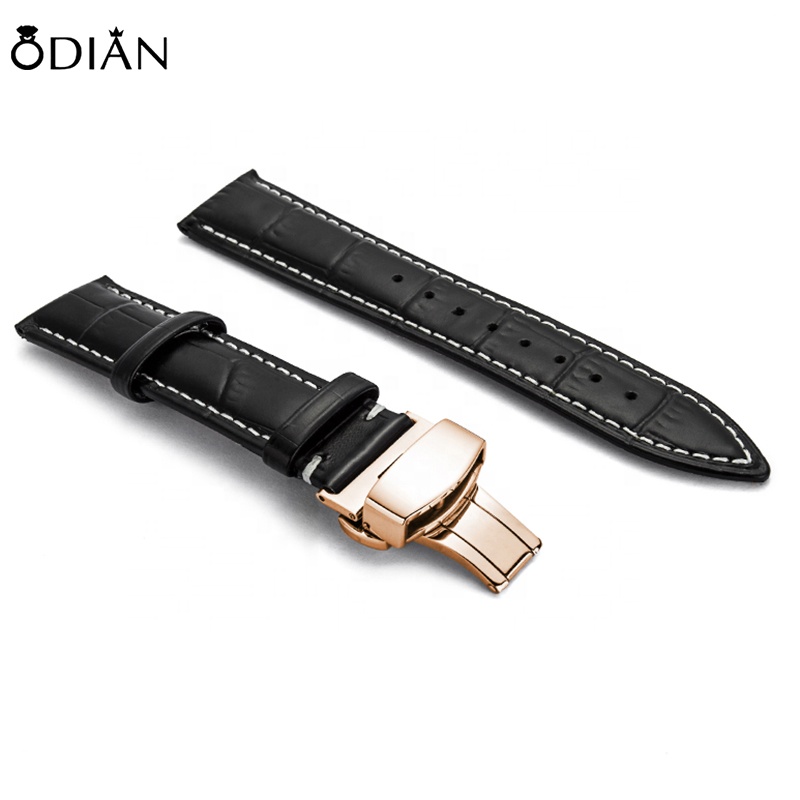 Odian Jewelry Genuine Leather Material and black,brown,light tan,red color.Color calf leather watch straps band