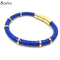 Odian Jewelry High Quality Fashion Stainless Steel Jewelry Men Genuine Blue stingray and python Leather Bracelet