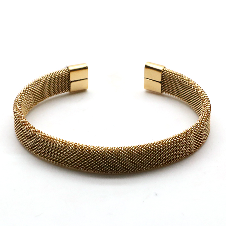 High quality elastic mesh wide bracelet with silver cuff bracelet for women,The can be customized color bangle