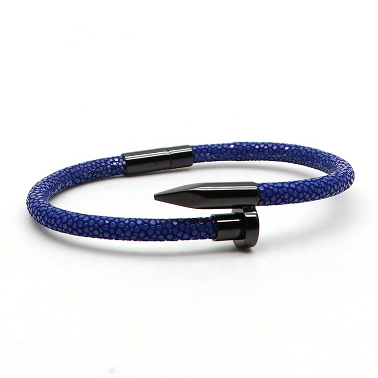 Luxury New Jewelry Genuine Stingray Nail Bracelet, Stingray Leather Bracelet