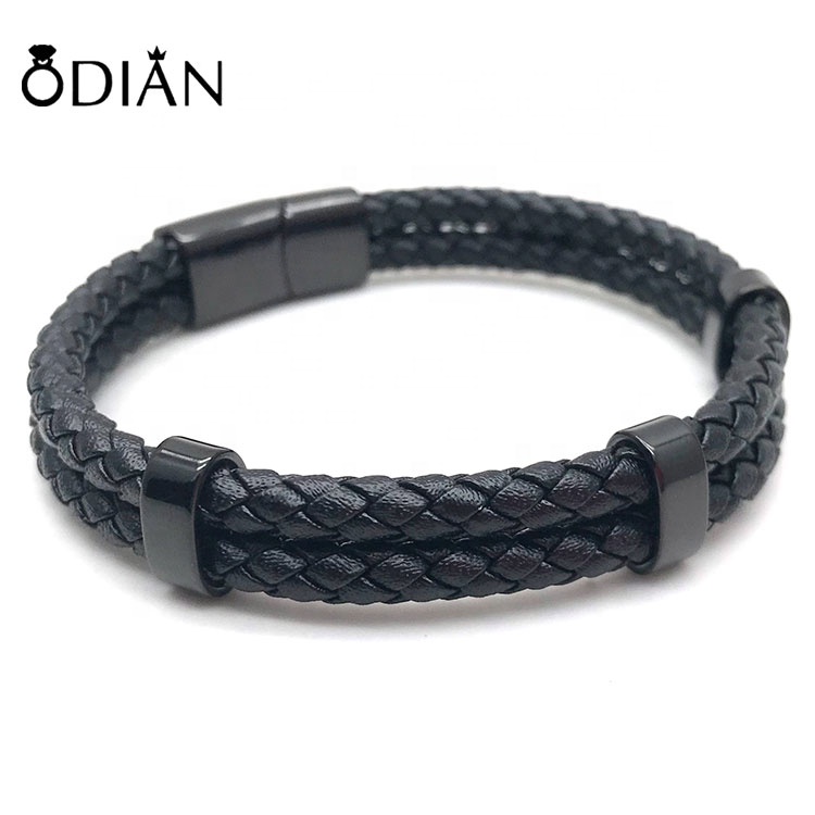 High Quality Japan and South Korea Trendy 316L Stainless Steel Buckle Genuine Leather Bracelets