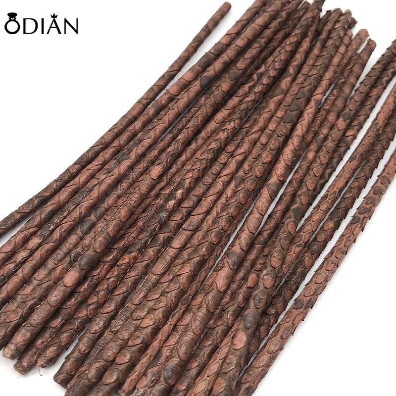 Odian Jewelry Online Shopping Luxury Genuine Real Python Skin Leather Cord 4MM 5MM 6MM Exotic Python Leather From Thailand