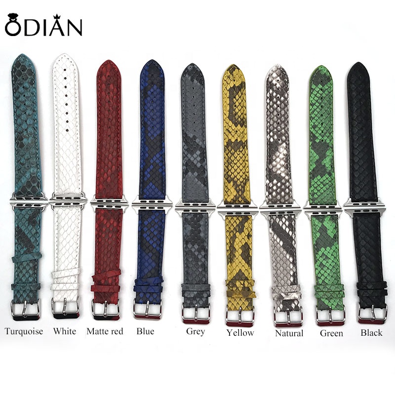 Odian Jewelry low MOQ vintage leather watch strap 20mm 22mm,24mm genuine python stingray leather watch strap band