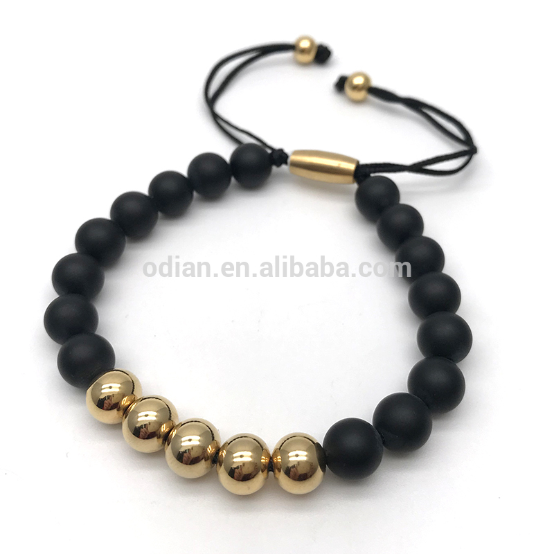 2018 stainless steel beads bracelet with onyx beads bracelet man beads bracelet for man