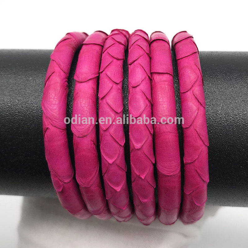 2018 genuine hot selling pink 5mm python leather cord for charm bracelet making