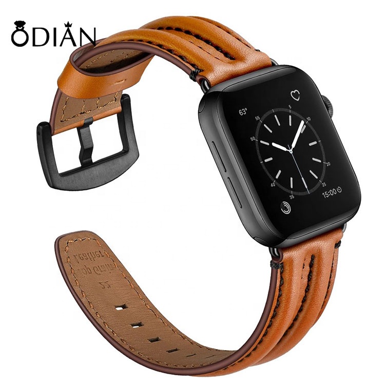 Factory Made Amazon Men PU Leather Watch Strap Wristband Watchband For Series 4/5