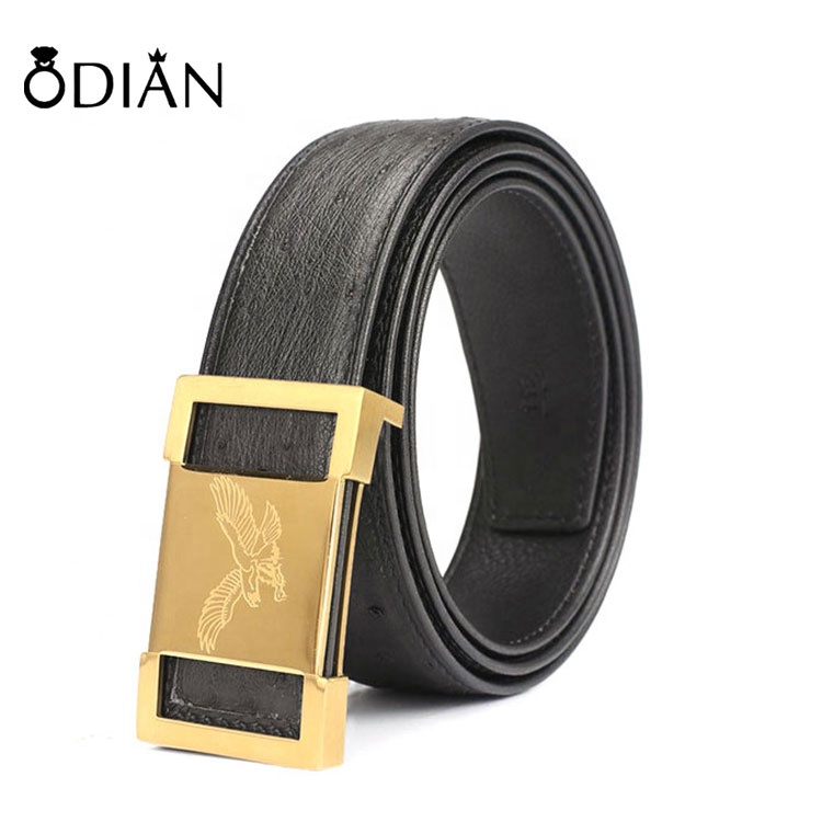 High Quality Real Ostrich Leg Skin Leather Belts for Men,Stainless steel belt buckle, individual LOGO can be customized