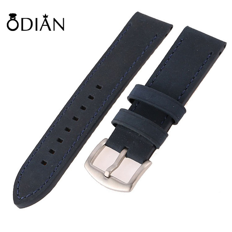 New Style Vintage Leather Watchband, 18mm 20mm 22mm 24mm Frosted Handmade Thick Line Strap Watch Accessories Band