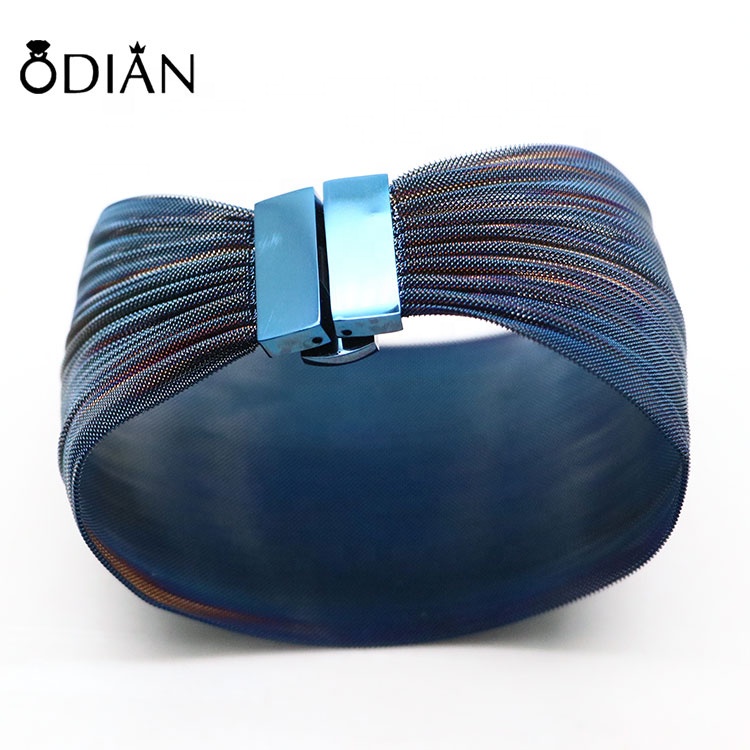 High quality 5cm mesh wide bracelet plain silver cuff bracelet for women and men ,various colors are available