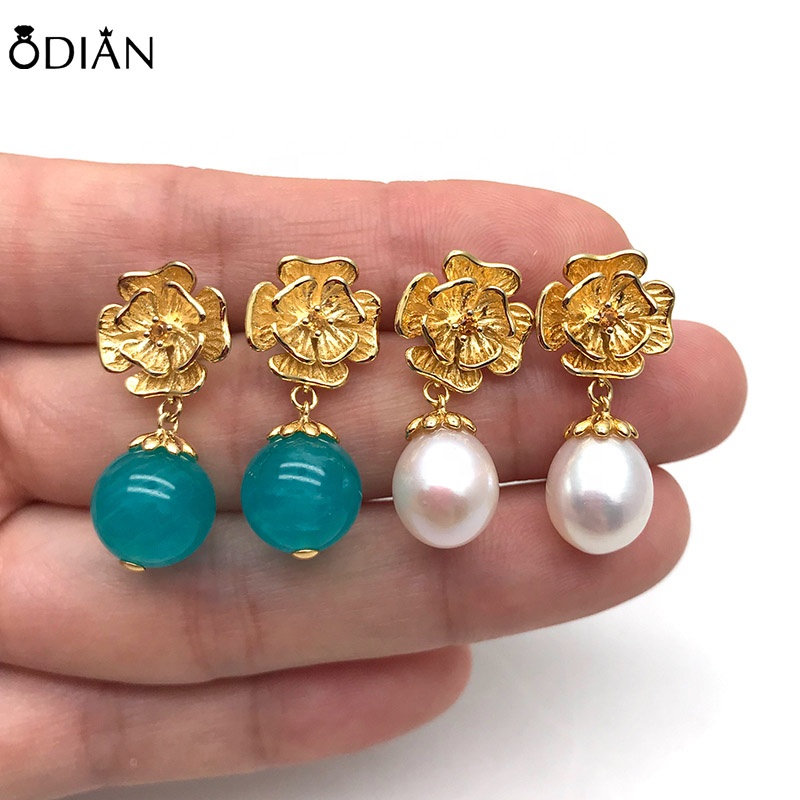 Odian Jewelry 925 Jewelry Single Shell Pearl Pendant Fine Sterling Silver Drop Earrings With CZ Diamond