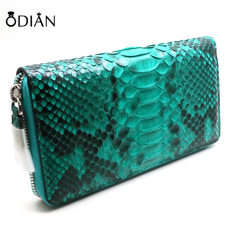 high capacity Python pattern pattern python skin leather women zipper purse wallet