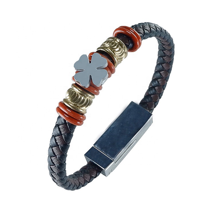 Trendy USB Charger Data Phone Cable New Stainless Steel Bracelet For Men