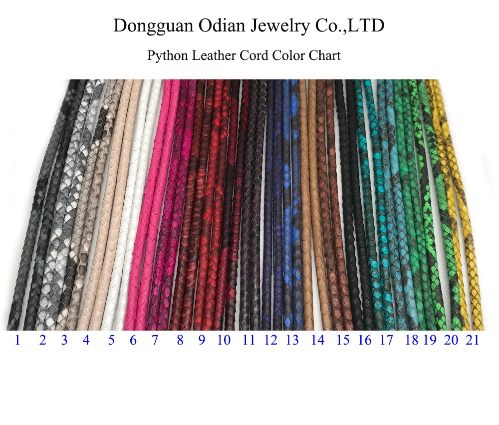 Odian Jewelry Genuine Round Stingray Python leather cord 4mm, 5mm, 6mm, for men leather bracelet jewelry makin